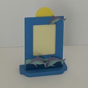 Dolphin Picture Frame Sankyo Music Box Japan Talk to the Animals, 3.5 x 5" photo